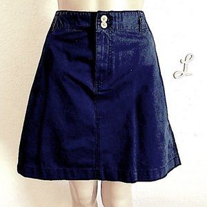 Navy Tommy Hilfiger Cotton A-Line Skirt